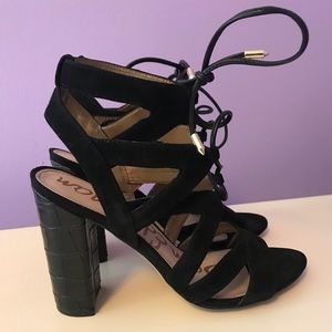 Sam Edelman black lace up heels